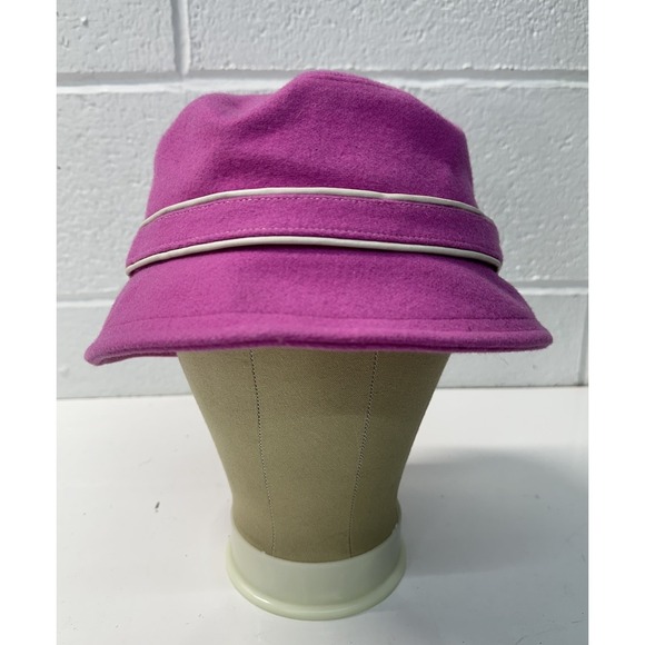 VTG Y2K Coach Bright Pink Bucket Hat Wool Blend Leather Trim / Women\'s Small P/S main image 7